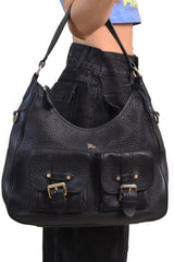 Burberry Black Grained Calfskin Shoulder Bag