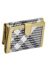 Burberry Black & White Plaid Metallic Wallet