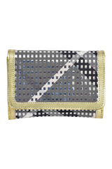Burberry Black & White Plaid Metallic Wallet