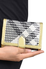 Burberry Black & White Plaid Metallic Wallet