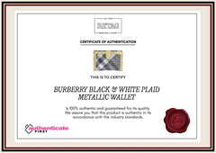 Burberry Black & White Plaid Metallic Wallet