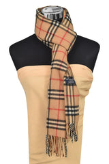 Burberry Checkered Lambswool Beige Scarf