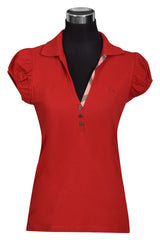 Burberry Cotton Pique Puff Sleeve Polo T Shirt