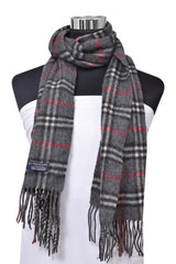 Burberry Gray Checks Cashmere Scarf