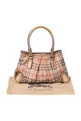 Burberry Haymarket Check Pvc Studded Tote Bag