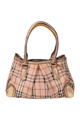 Burberry Haymarket Check Pvc Studded Tote Bag