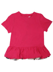 Burberry Hot Pink Peplum Top With Burberry Checks