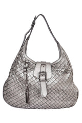 Burberry Metallic Gray Leather Brooke Hobo Bag