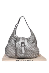 Burberry Metallic Gray Leather Brooke Hobo Bag