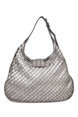 Burberry Metallic Gray Leather Brooke Hobo Bag
