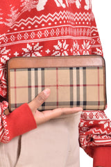 Burberry Nova Check Zip Around Wallet