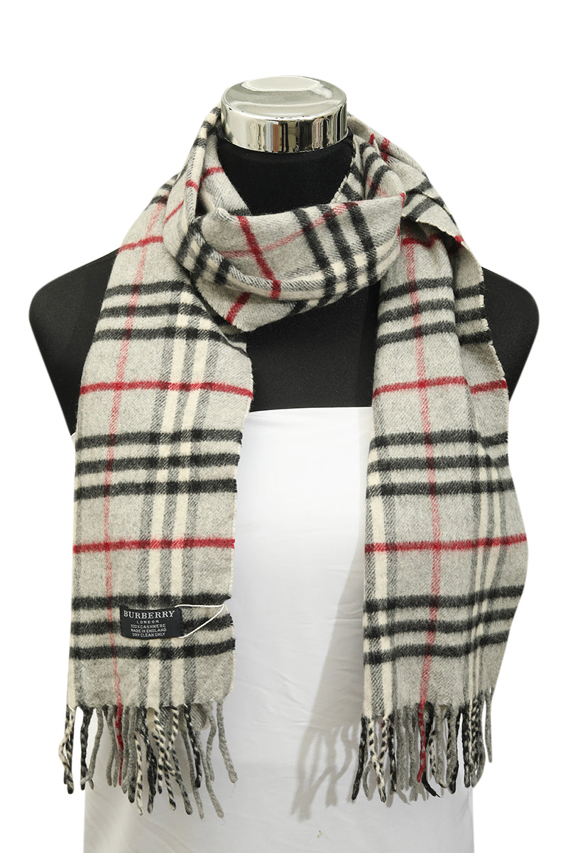 Burberry Nova Checks Gray Cashmere Scarf