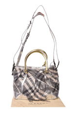 Burberry Perforated Hay Check Tote Bag