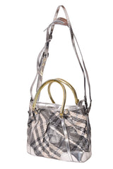 Burberry Perforated Hay Check Tote Bag