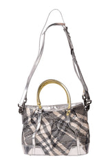 Burberry Perforated Hay Check Tote Bag