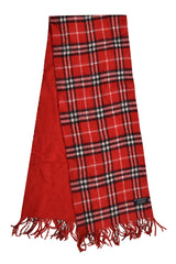 Burberry Red Cashmere Nova Checks Muffler