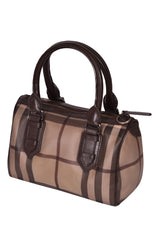 Burberry Taupe Nova Check Leather Handbag