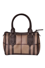 Burberry Taupe Nova Check Leather Handbag