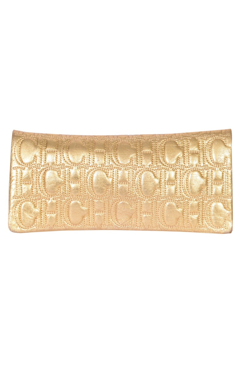 carolina-herrera-bronze-monogram-embossed-clutch