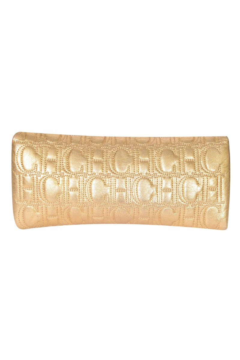 carolina-herrera-bronze-monogram-embossed-clutch