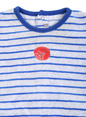 Catimini Blue Striped Velour Romper