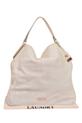 Cavalli Class White Perforated Leather Hobo Bag