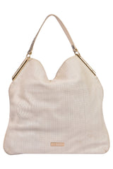 Cavalli Class White Perforated Leather Hobo Bag