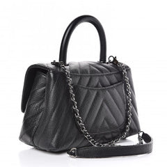 Chanel Caviar Chevron Quilted Mini Coco Handle Bag