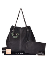 Chanel Caviar Camellia Drawstring Bucket Bag