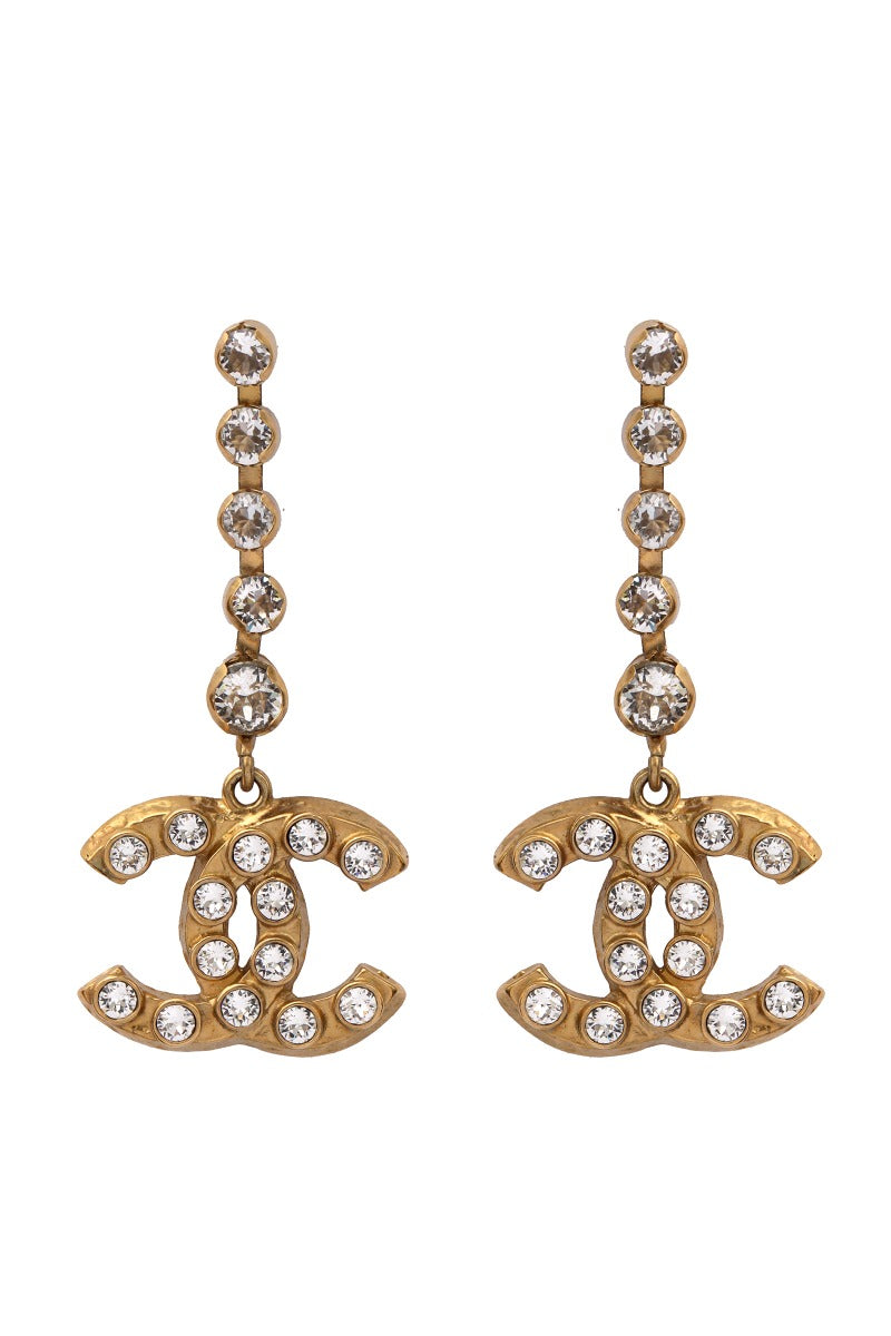 Chanel Cc Dangling Logo Earrings