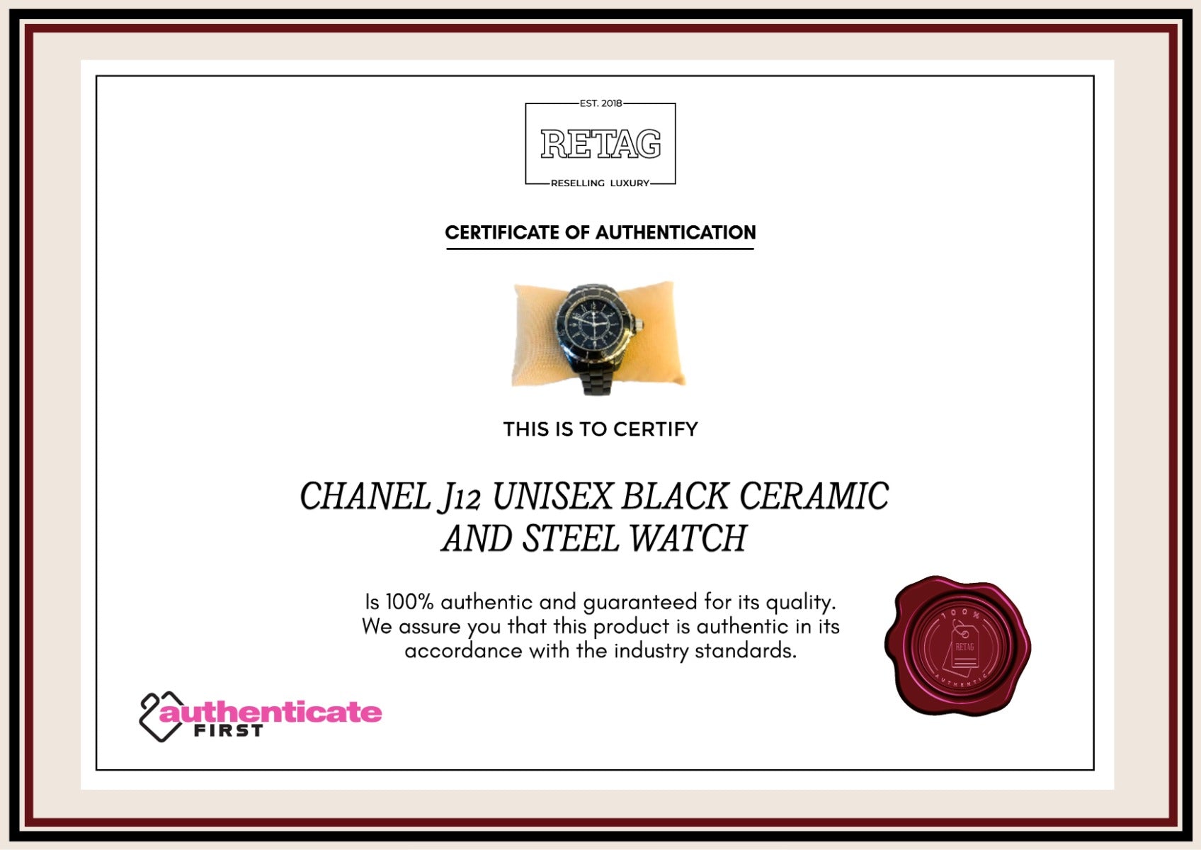 Chanel J12 Unisex Black Ceramic and Steel Watch