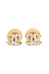 Chanel Mini Cc Crystal Logo Earrings