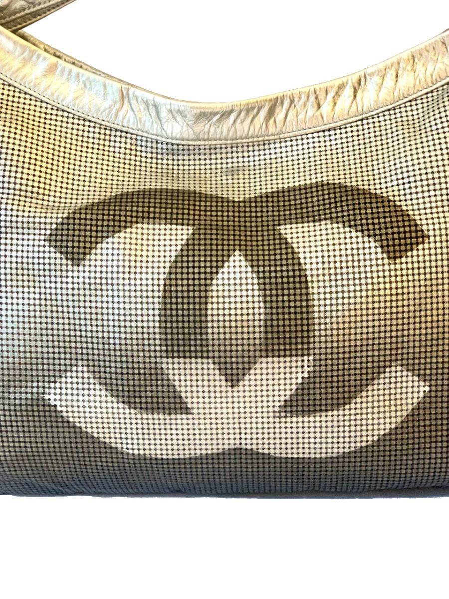 Chanel Silver Metallic Perforated Leather Hollywood Hobo 