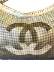 Chanel Silver Metallic Perforated Leather Hollywood Hobo 