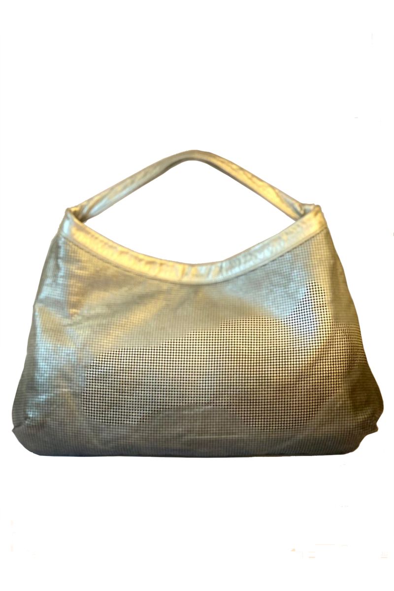 Chanel Silver Metallic Perforated Leather Hollywood Hobo 