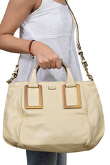 Chloe Cream Leather Ethel Satchel Bag