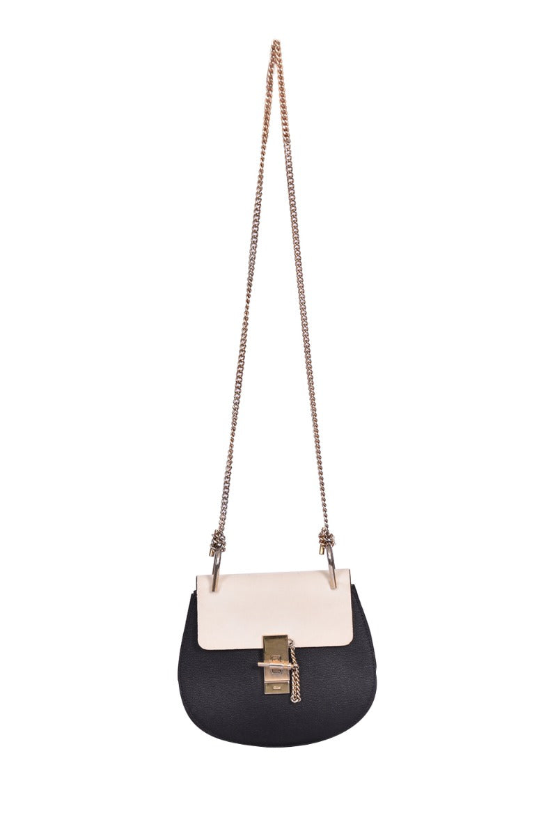 Chloe Grained Calfskin Lambskin Mini Bi-Color Drew Shoulder Bag