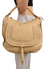 Chloe Marcie Leather Beige Handbag