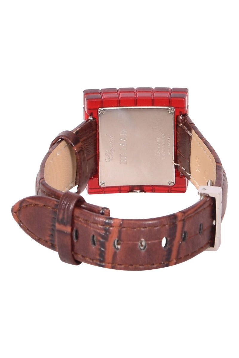 Chopard Ice Cube Red Resin Diamond Ladies Watch