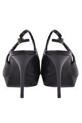Christian Dior Cannage Black Leather Peep Toe Pumps