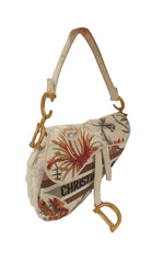 Christian Dior Embroidered Camouflage Flowers Canvas Saddle Bag