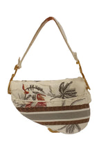 Christian Dior Embroidered Camouflage Flowers Canvas Saddle Bag