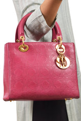 Christian Dior Lady Dior Cannage Quilt Tweed Handbag