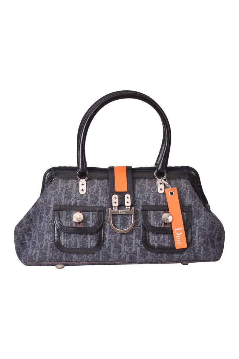 Christian Dior Vintage Denim Flight Satchel Bag