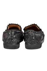 Christian Louboutin Black Python Leather Spike Pik Boat Slip On Sneakers Sneakers