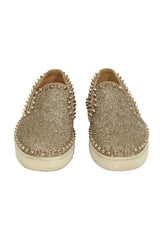 Christian Louboutin EU 35.5 Silver Spiked Sneakers