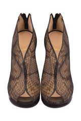 Christian Louboutin Janet Python Black Lace Wedges