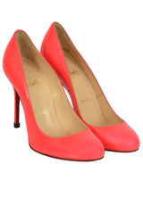 Christian Louboutin Pink Leather Slip On Pumps