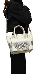 Christian Louboutin White Snakeskin Effect Leather Eloise Satchel