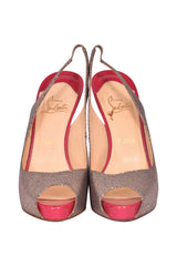 Christian Louboutinsilver Glitter Palais Royal Slingback